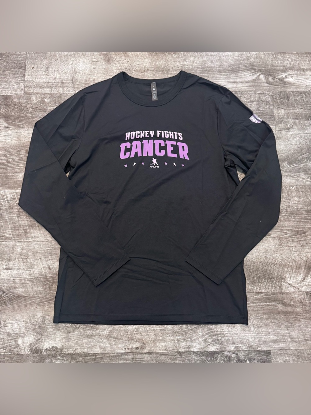 Lululemon Long Sleeve Black Shirt "Hockey Fights Cancer" NHLPA Mens Sz. L